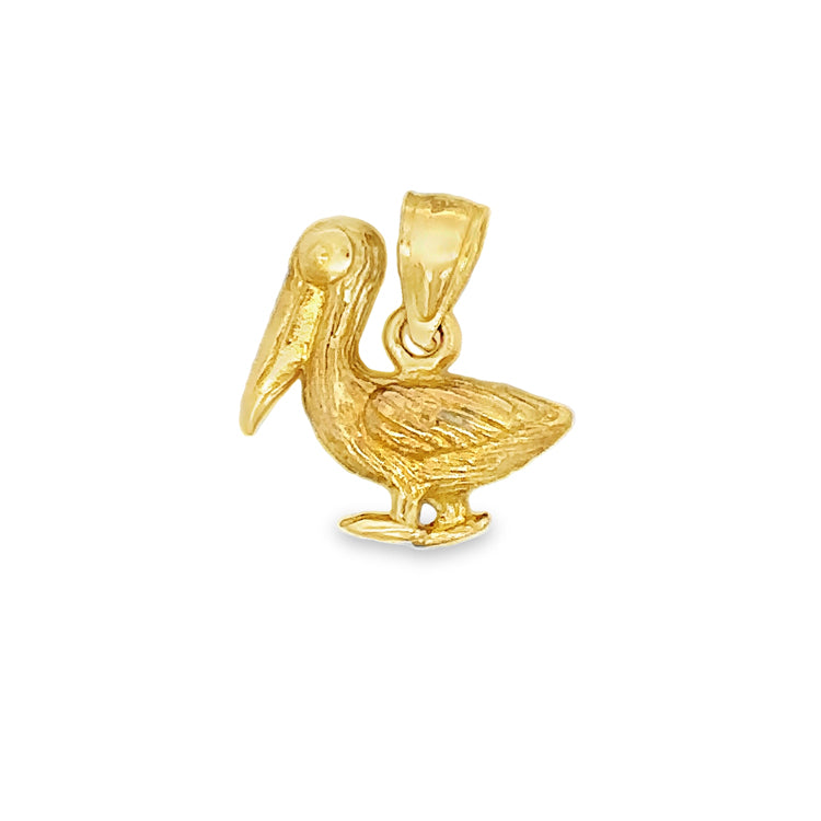 14Kt Yellow Gold Solid Pelican Pendant.  This 3-dimensional cutie captures the charm of a real pelican with intricate feather details.   Dimensions; 5/8&quot; drop, 5/8&quot; wide, 3-D