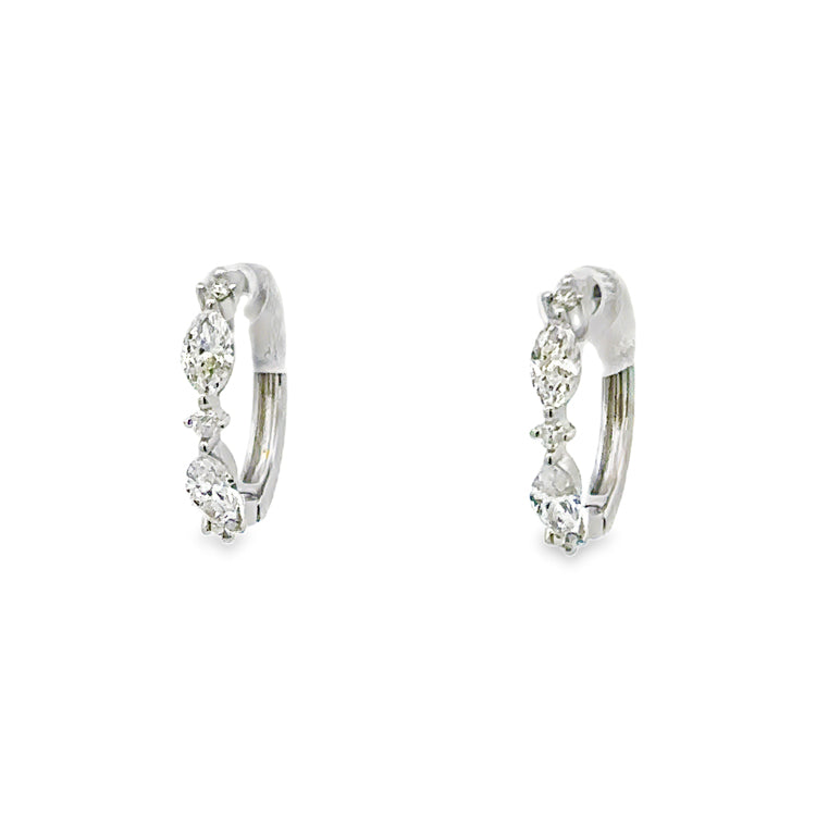 Diamond Huggie Hoop Earrings,  14Kt