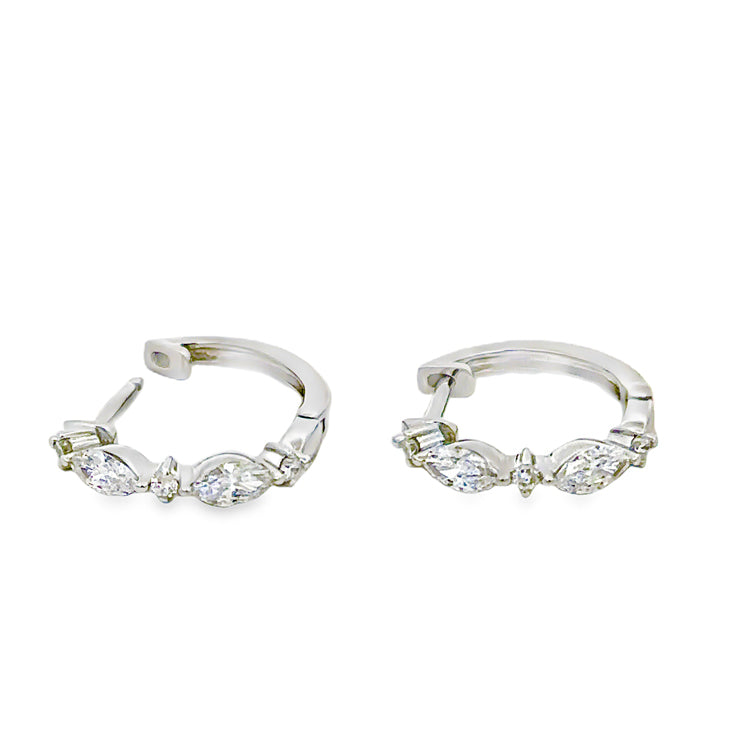 Diamond Huggie Hoop Earrings,  14Kt