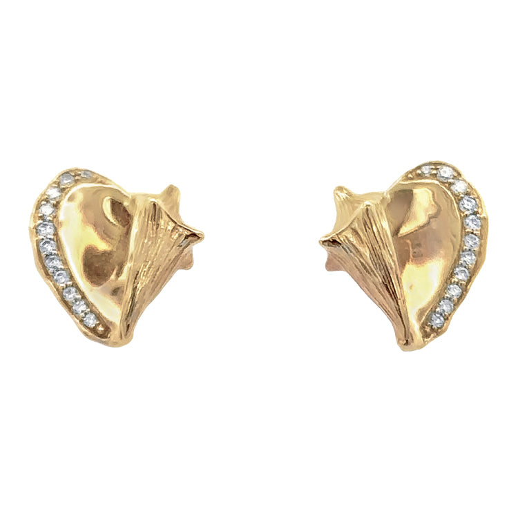 Conch Shell Earrings, 14Kt