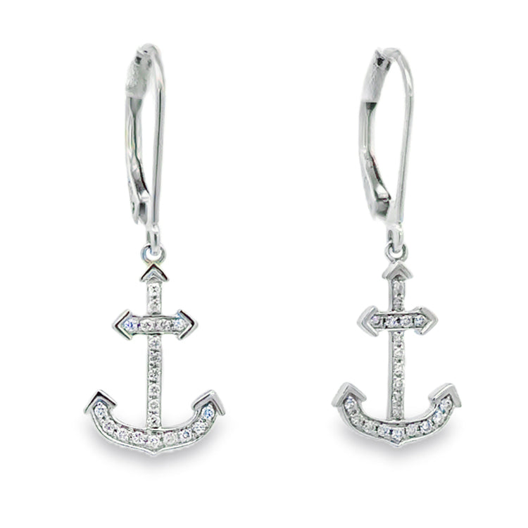 Anchor Earrings, 14Kt &amp; Diamonds