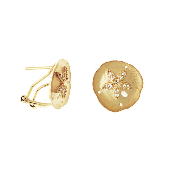 Sand Dollar Earrings, 14Kt &amp; Diamonds