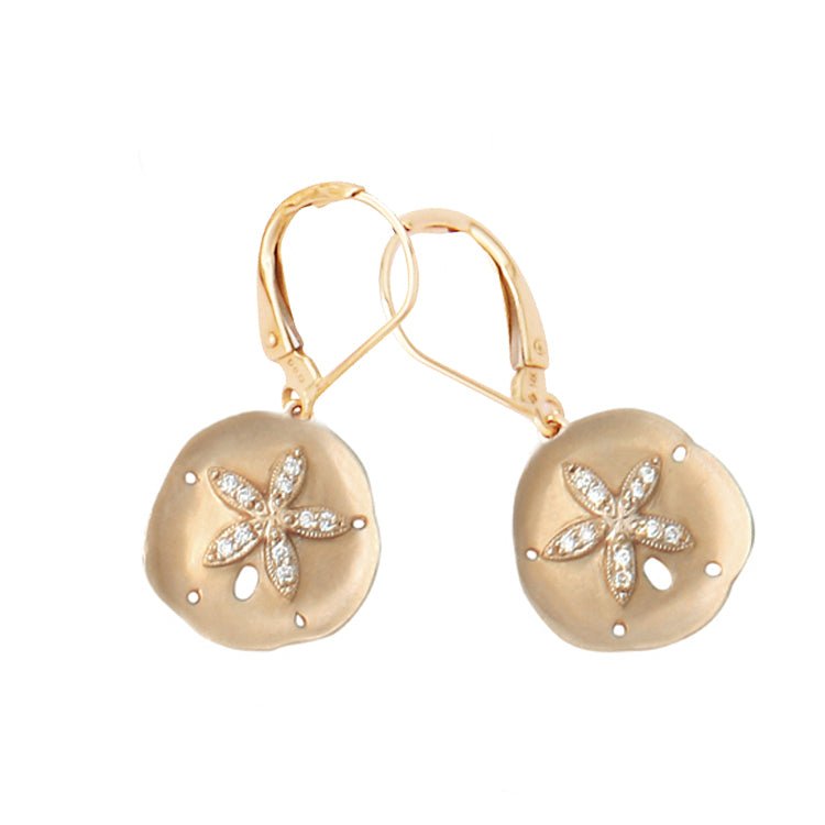 Sand Dollar Earrings, 14Kt &amp; Diamonds