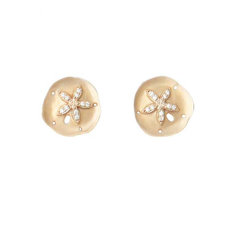 Sand Dollar Earrings, 14Kt &amp; Diamonds