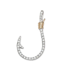 Fish Hook Pendant, 14Kt and Diamonds