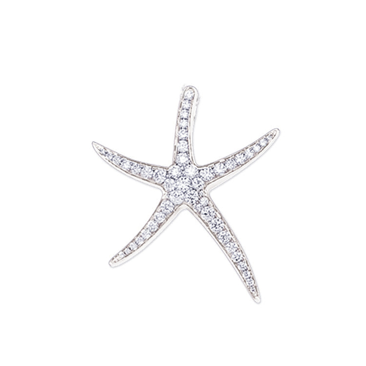 14Kt White Gold Asymmetrical Starfish Pendant with Hidden Bail and .49TW of Diamonds. Dimensions; 1-1/8" long, 1" wide