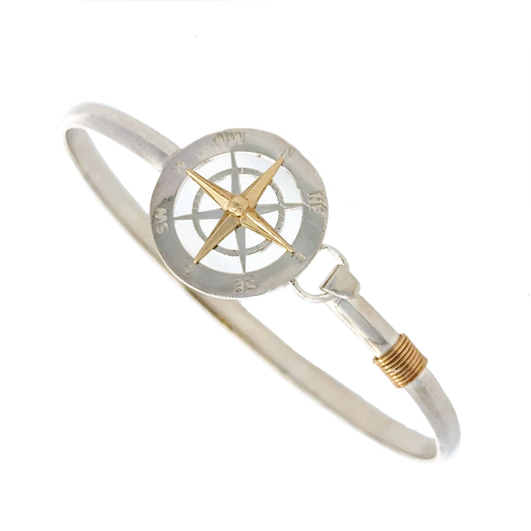 Compass Rose Hook Bracelet, Sterling &amp; 14Kt