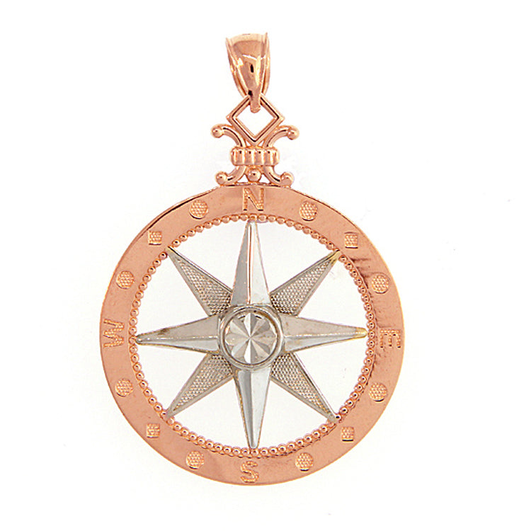 Compass Rose Pendant, 14Kt Two Tone