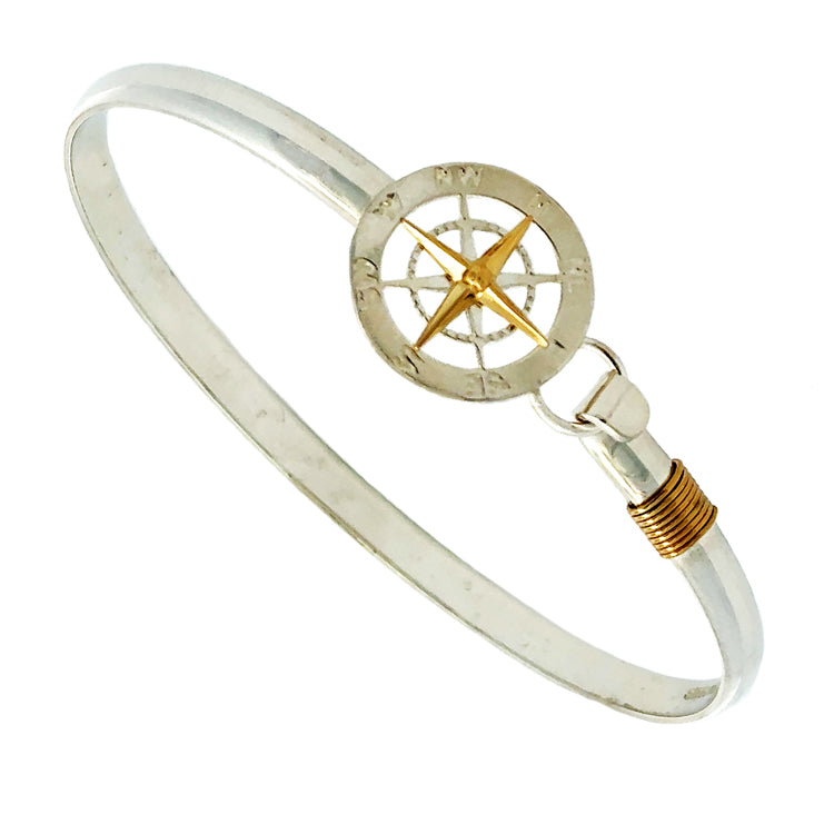Compass Rose Hook Bracelet, Sterling & 14Kt