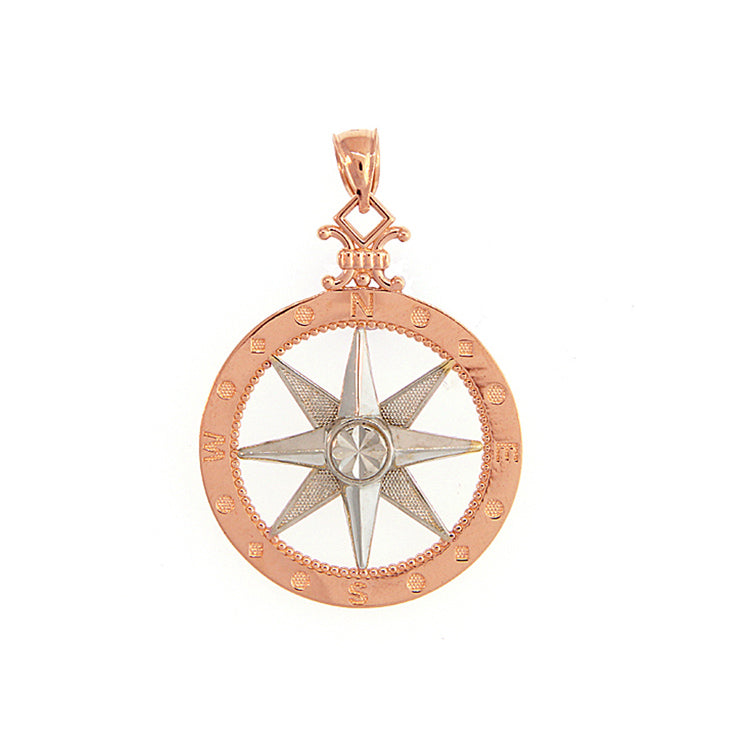 Compass Rose Pendant, 14Kt Two Tone