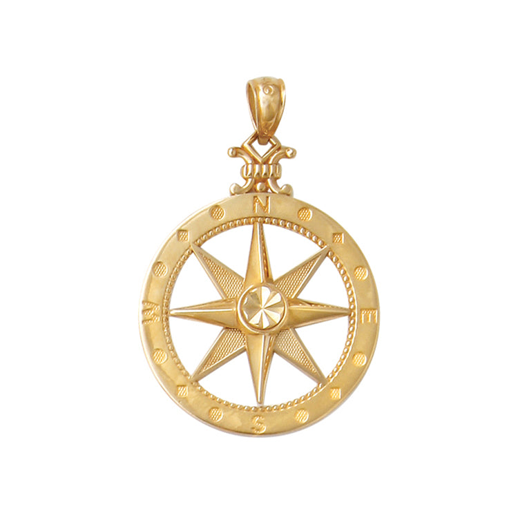 Compass Rose Pendant, 14Kt