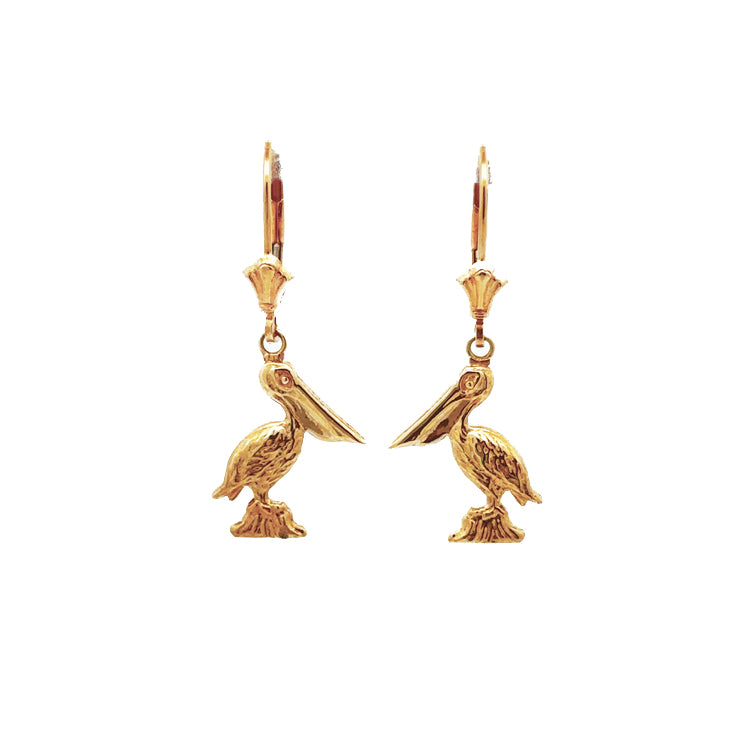 Pelican Earrings, 14Kt