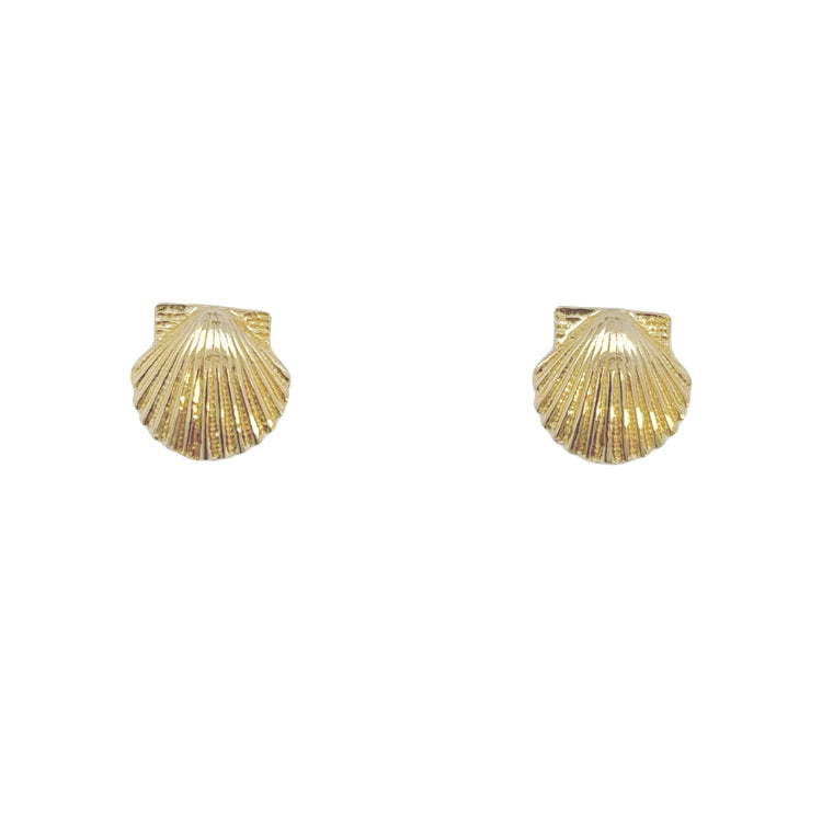 14Kt Yellow Gold Scallop Shell Post Earrings