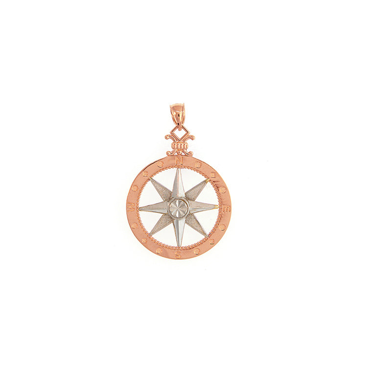 Compass Rose Pendant, 14Kt Two Tone