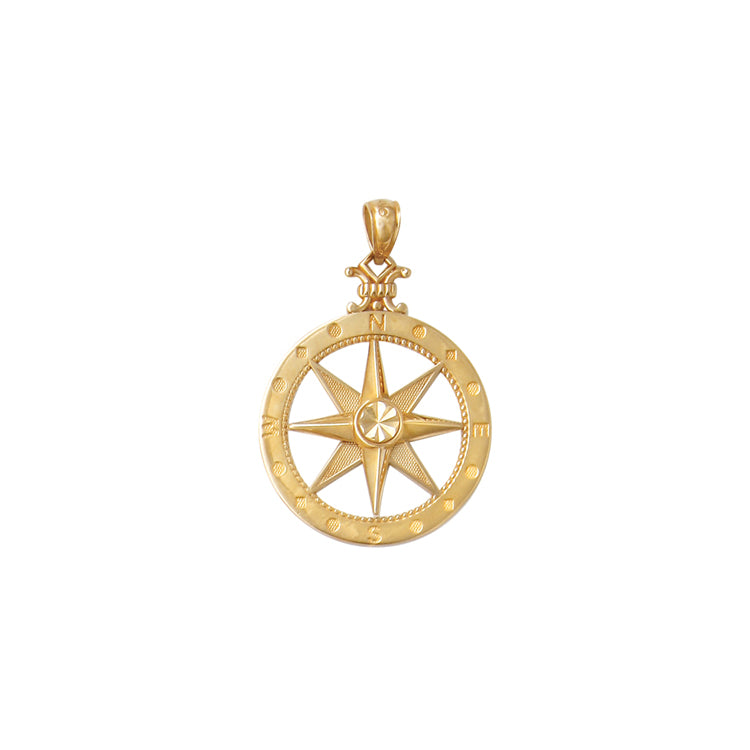 Compass Rose Pendant, 14Kt