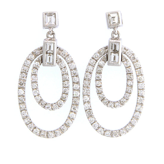 Diamond Drop Earrings, 18Kt