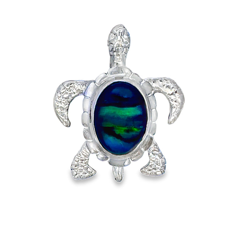 Turtle Pendant, Sterling and Abalone