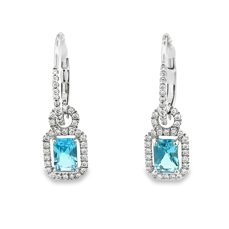 Blue Topaz and Diamond Earrings, 14Kt