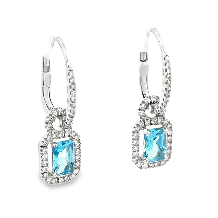 Blue Topaz and Diamond Earrings, 14Kt