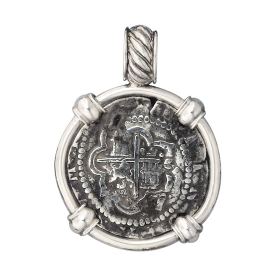 Spanish Silver Cob Coin Pendant - 1 Reale