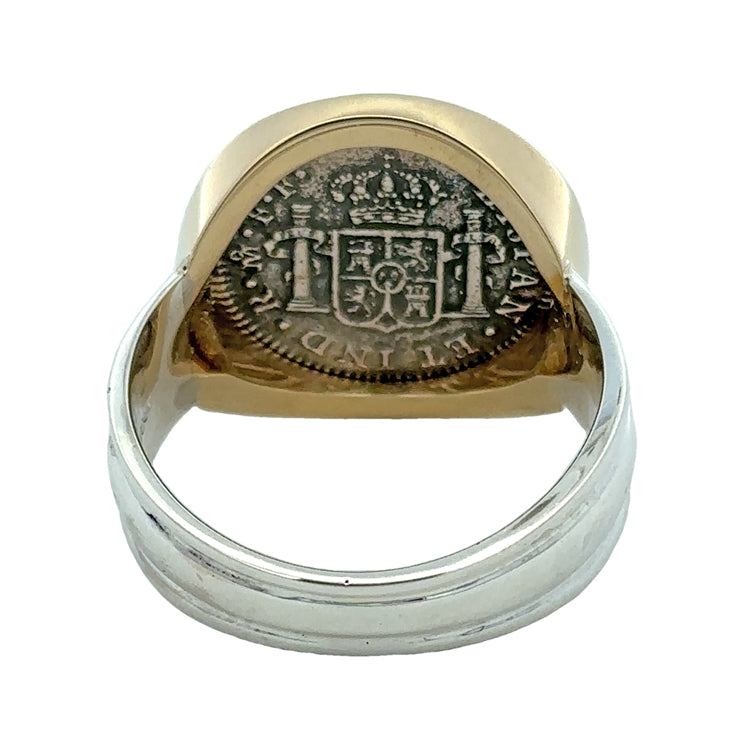 El Cazador Shipwreck Half Reale Coin Ring, Sterling &amp; 14Kt