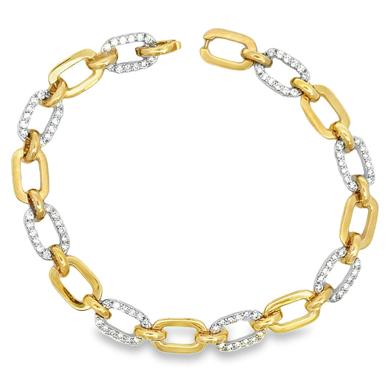 Gold and Diamond Link Bracelet, 14Kt
