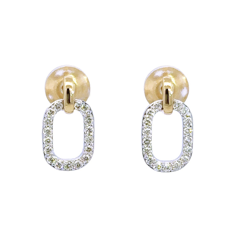 Diamond Paperclip Earrings, 14Kt