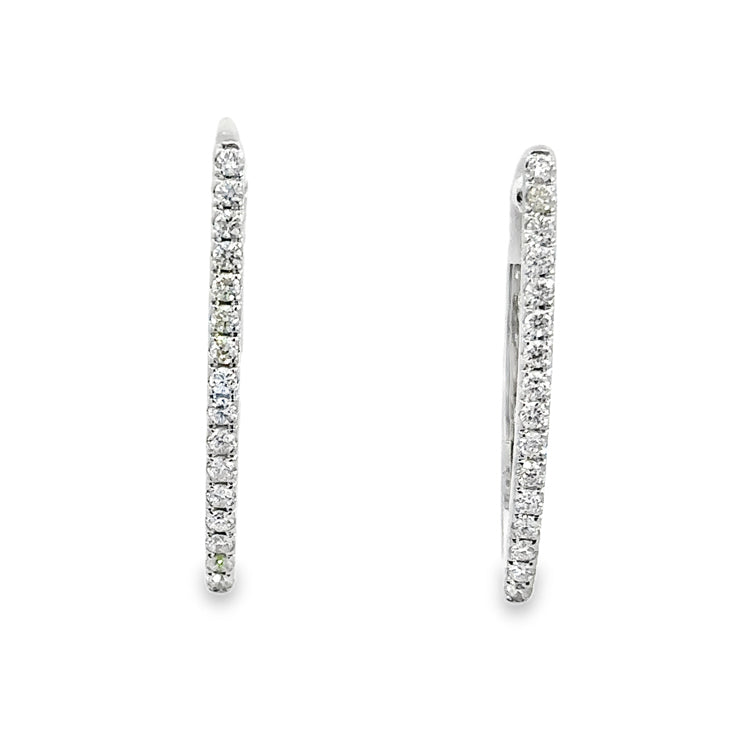 Diamond V Hoop Earrings, 14Kt