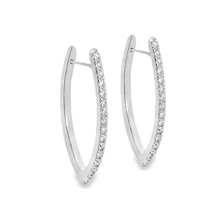 Diamond V Hoop Earrings, 14Kt