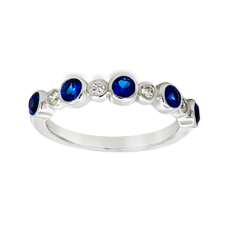 Sapphire and Diamond Band Ring, 14Kt