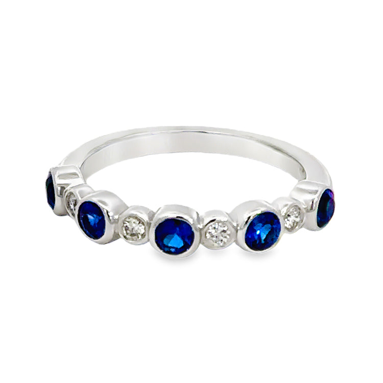 Sapphire and Diamond Band Ring, 14Kt