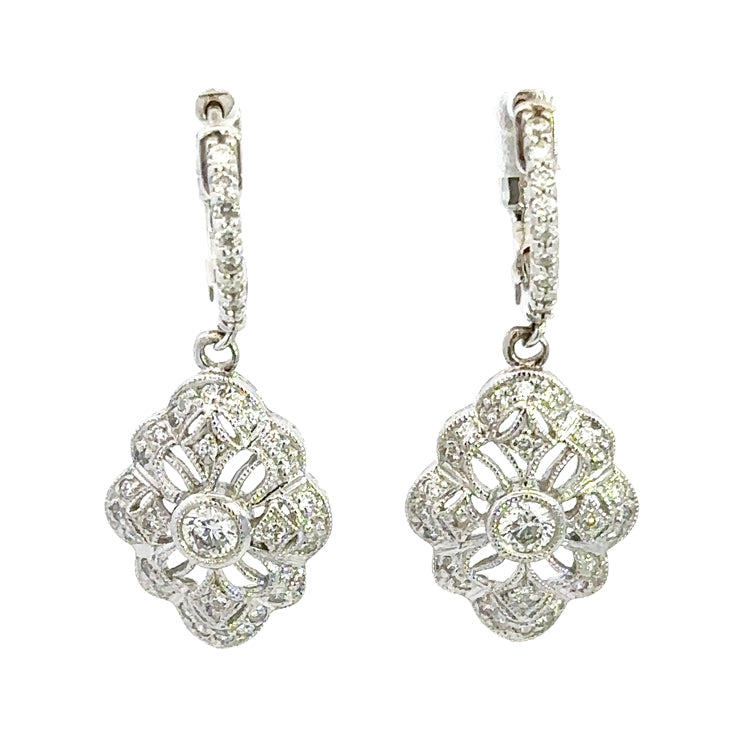 Diamond Dangle Earrings, 14Kt