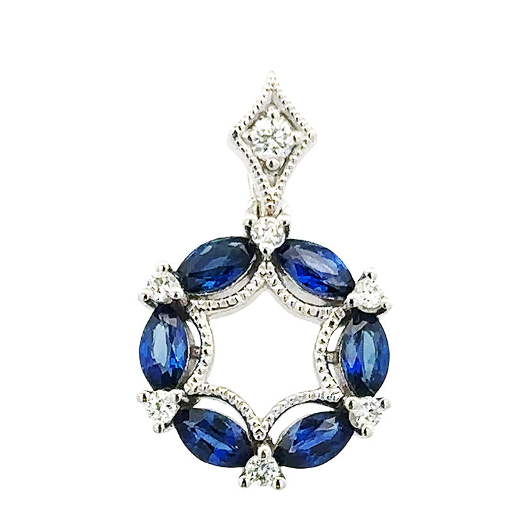 Sapphire and Diamond Circle Pendant