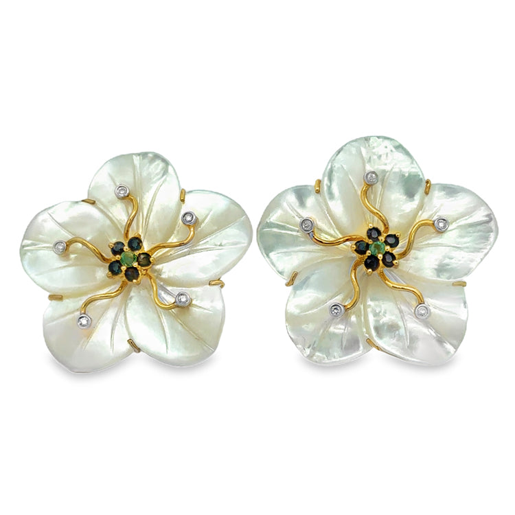 Flower Earrings, 18Kt