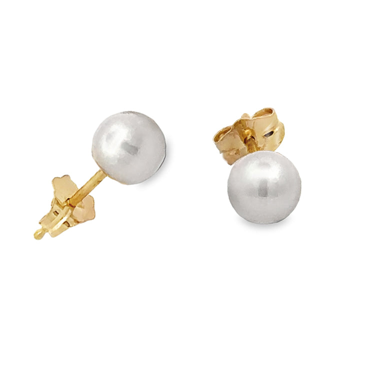 Pearl Stud Earrings, 6mm, 14Kt