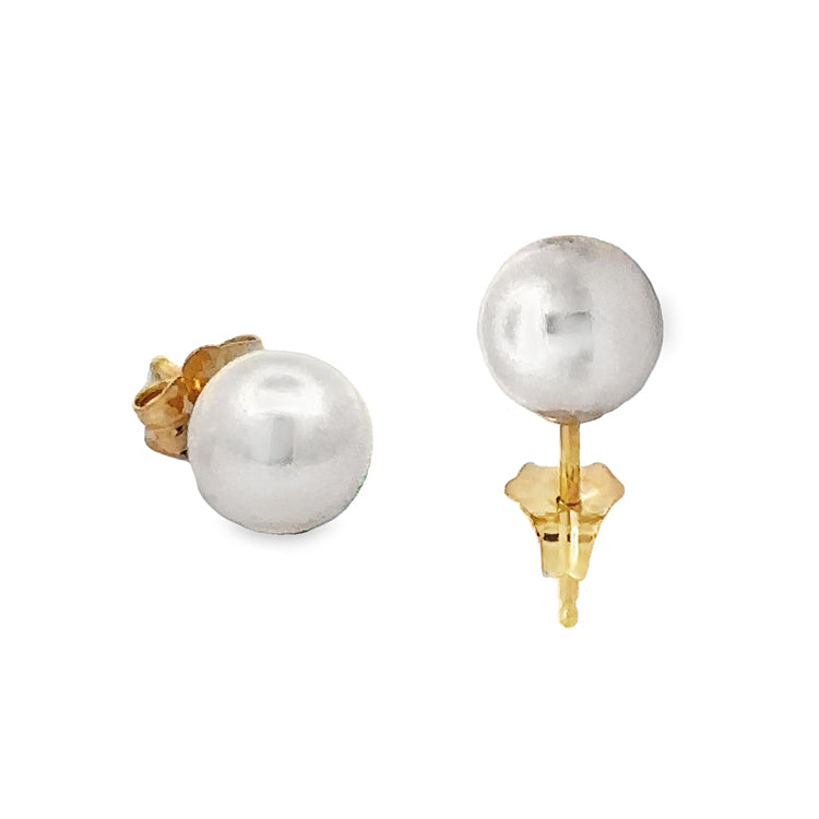 Pearl Stud Earrings, 8mm, 14Kt