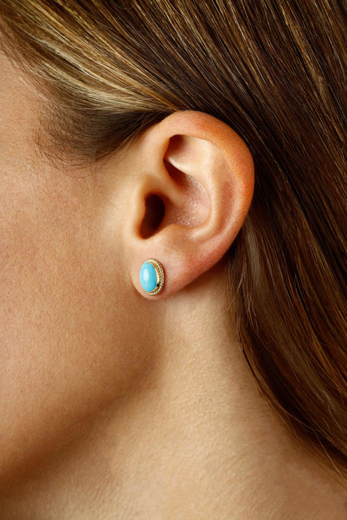 Turquoise Earrings, 14Kt