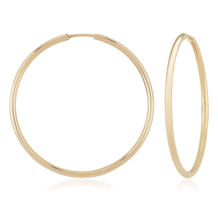 14kt Yellow Gold 1.5 x 30mm Tube Endless Hoop Earrings.