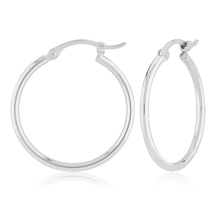 14kt White Gold 1.5 x 20mm Tube Hoop Earrings.