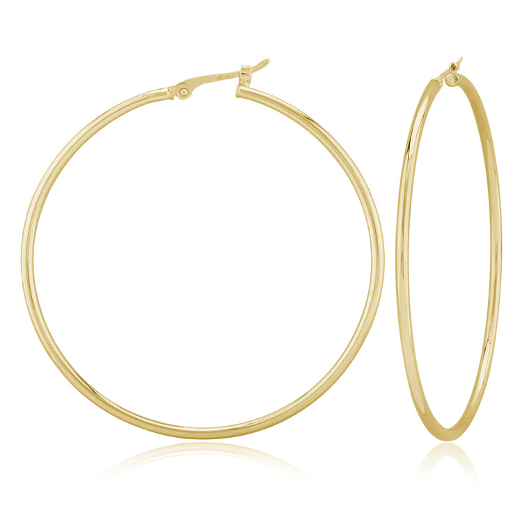 14kt Yellow Gold 1.5 x 40mm Tube Hoop Earrings.