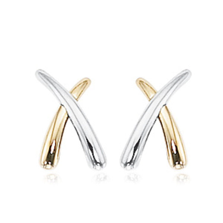 Kiss &quot;X&quot; Post earrings, 14Kt, Two Tone