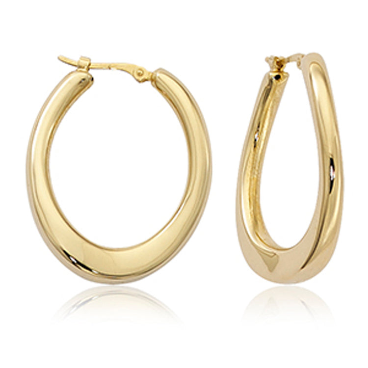 14kt Yellow Gold Offset &quot;U&quot; Hoop Earrings with Snap Down Posts. Dimensions; 1&quot; long x 7/8&quot; wide