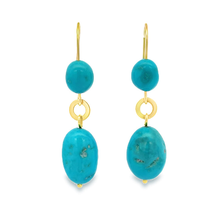 Turquoise Earrings, 14Kt