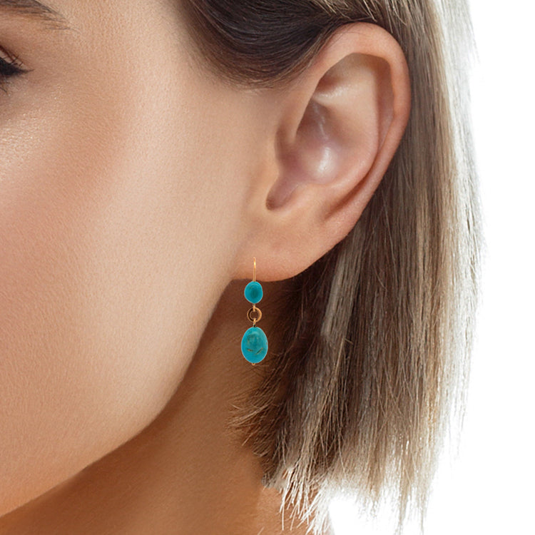 Turquoise Earrings, 14Kt