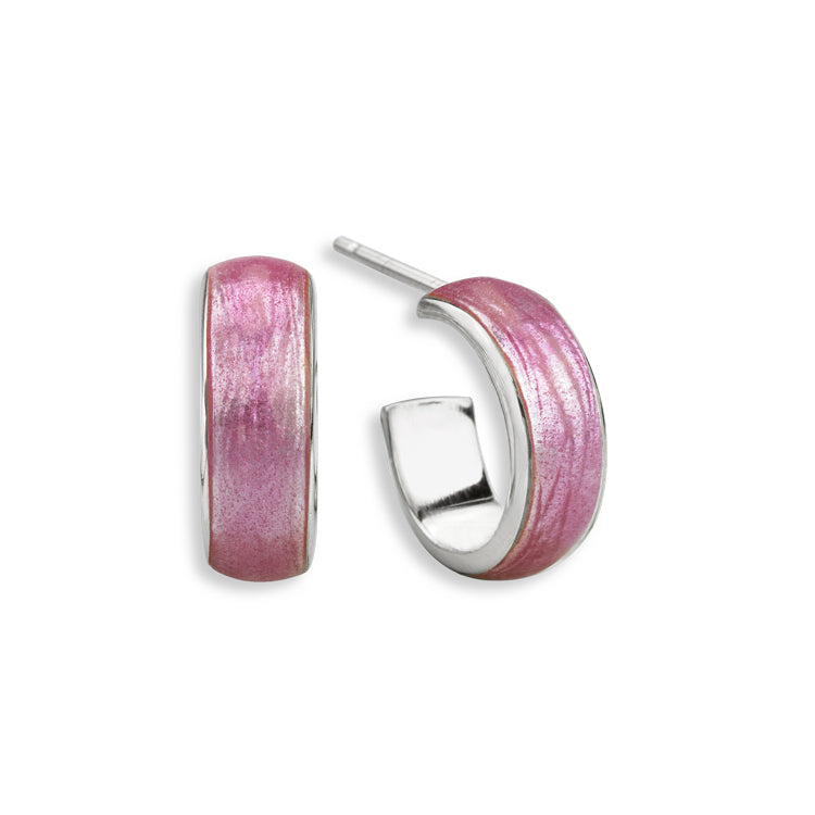 Pink Hoop Earrings Sterling &amp; Enamel