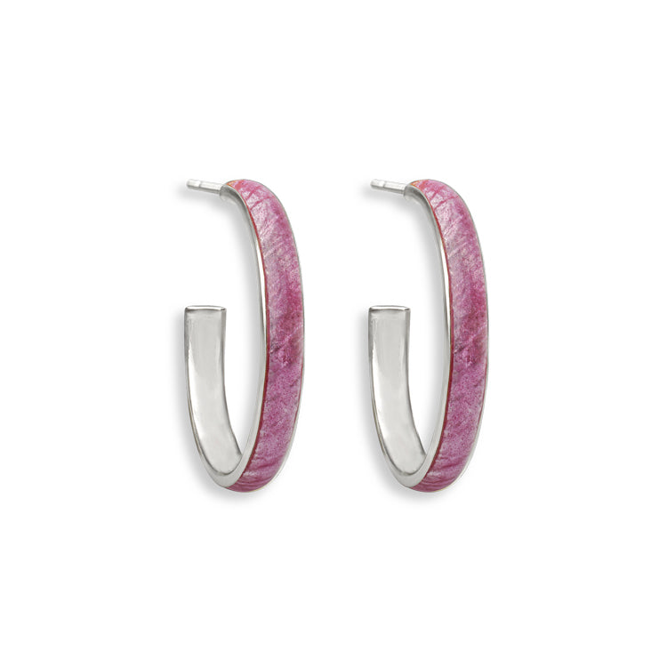 Pink Hoop Earrings Sterling &amp; Enamel