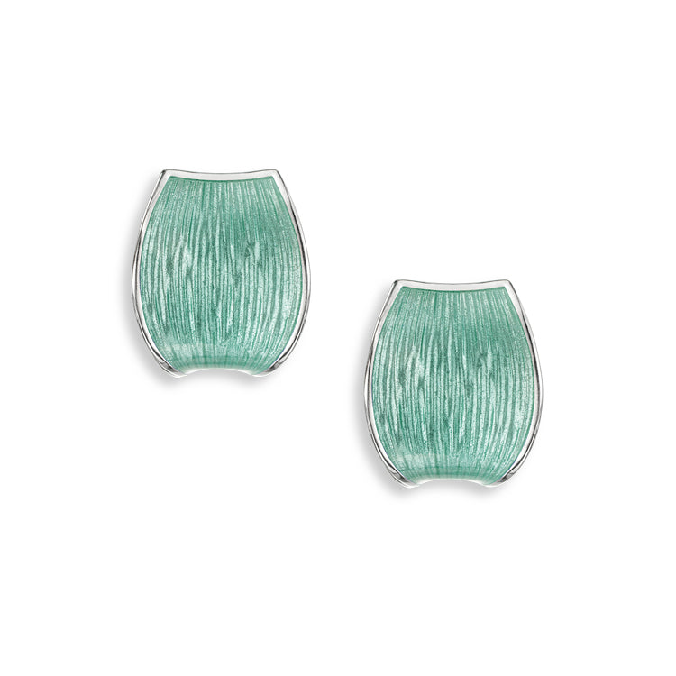 Turquoise Half Hoop Earrings Sterling &amp; Enamel