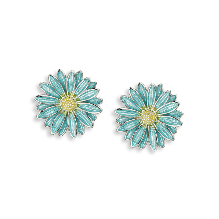 Gerbera Daisy Earrings Sterling &amp; Enamel