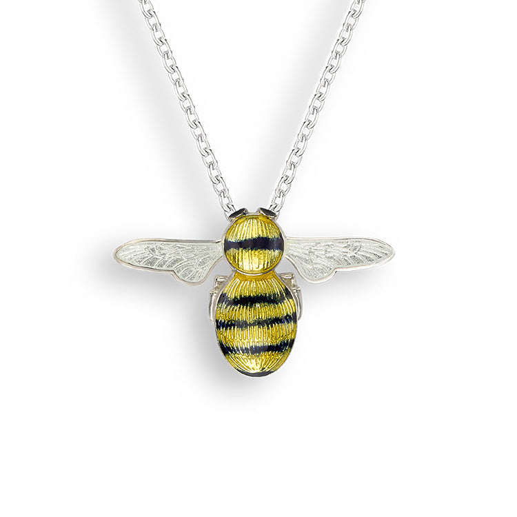 Honey Bee Necklace, Sterling and Enamel