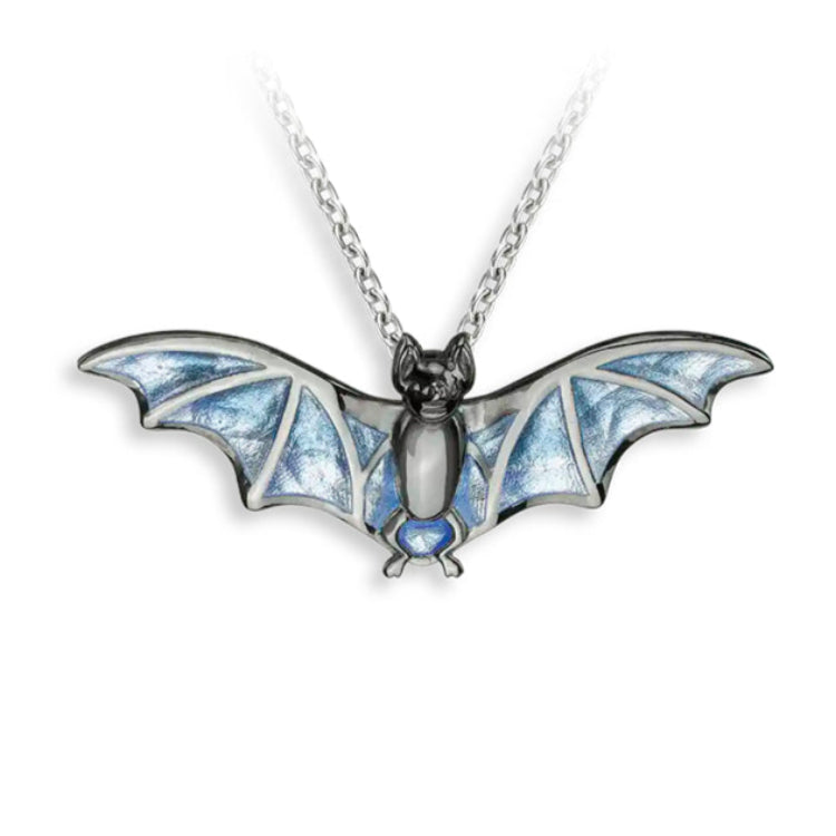 Bat-shaped enamel pendant on a chain 
